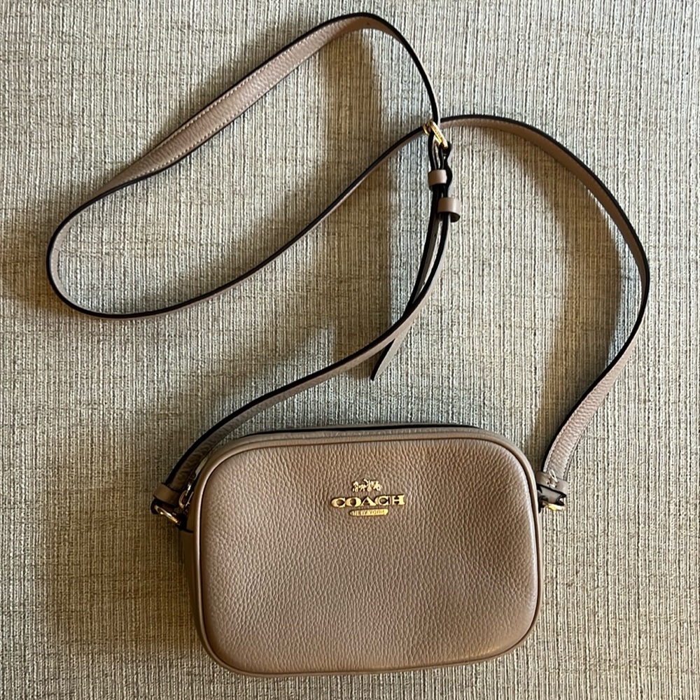 Coach Mini Jamie Camera Bag Crossbody in Taupe Leather
